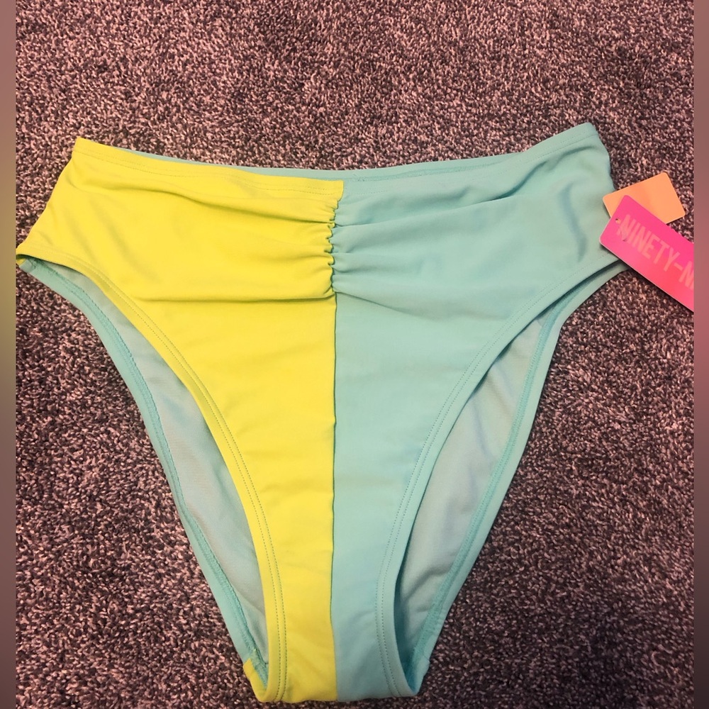 Colorblock High Waist Bikini Bottom - Green
